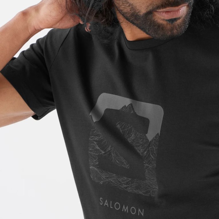 Camiseta Salomon Outlife Logo Corta Sleeve Hombre Negros | MX BUNR983